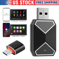 2 in 1 Car Wired to Wireless CarPlay Adapter For Android Auto &Apple Carplay New