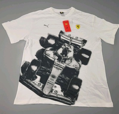 PUMA Scuderia Ferrari F1 Racing Graphic White T-Shirt Men's Size Medium NWT 