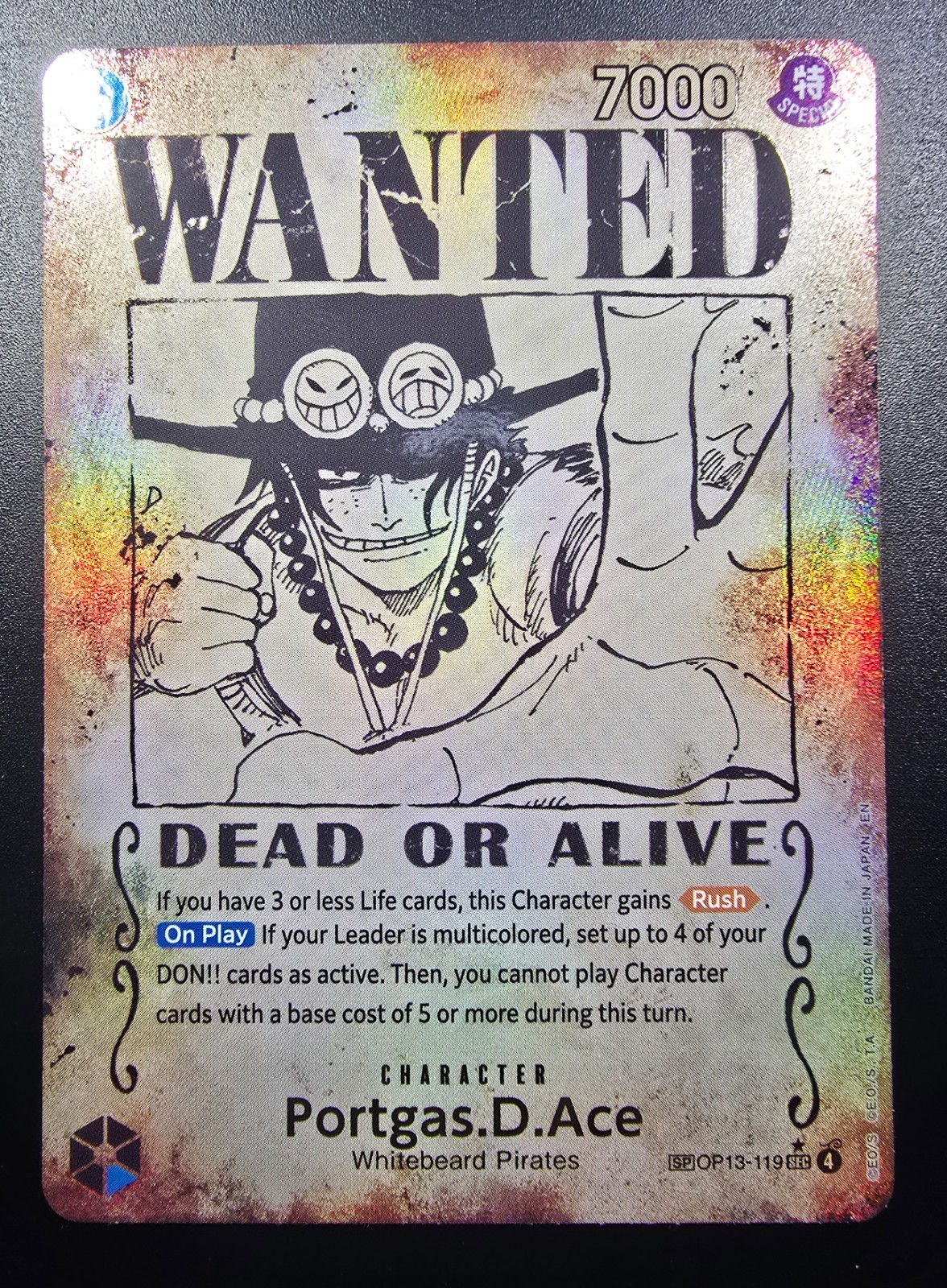One Piece Portgas D Ace OP13-119 Wanted Poster (PRE-ERRATA) Carrying On His Will