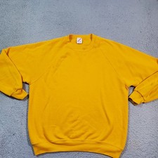 Vintage Jerzees Sweatshirt Mens Extra Large Yellow Blank Made In USA 90s Raglan