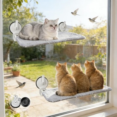 L&W BROS. 2PC Cat Window Perch with Lever Lock Suction Cups Holds up to 50 lbs F