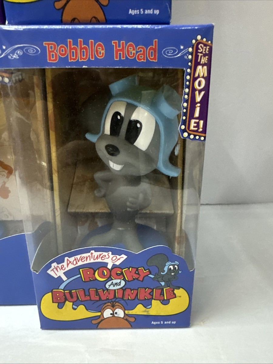 Lot of 4 Vintage Bobblehead Figures Rocky and Bullwinkle Natasha