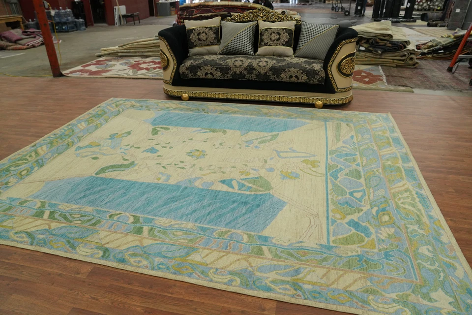 Transitional Handmade Oushak Turkish Area Rug 9x12 Vegetable Dye Wool Carpet - Image 3 of 4