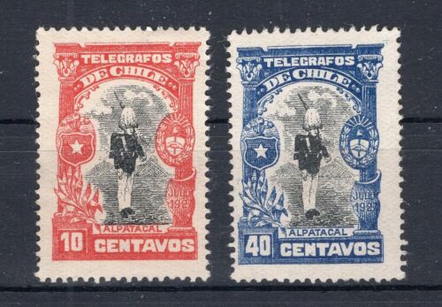 CHILE 1927 TAX stamps for telegram Telegraph ALPATACAL 10c red & 40c blue MNH