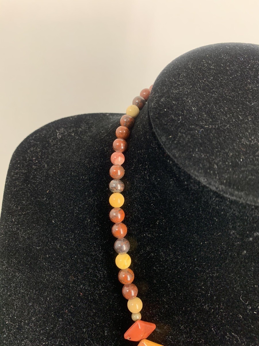 Women’s Beaded And Square Polished Ceramic/Porcelain Multicolor Necklace-18” View 2