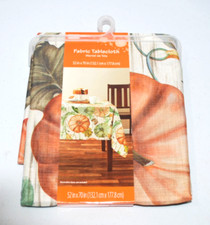 Painted Pumpkin Traditional Fall Thanksgiving Tablecloth 52In X 70In New Sealed