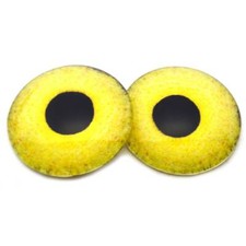 Pair Light Yellow Owl Glass Eyes Jewelry Doll Taxidermy Flatback Cabochons
