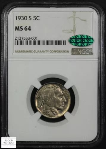 1930 S Buffalo Nickel 5C NGC MS 64 CAC