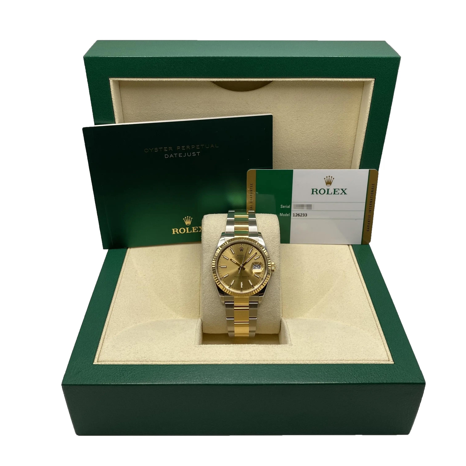 Rolex Datejust 18K Gold Steel Champage Dial Mens Automatic Watch 126233