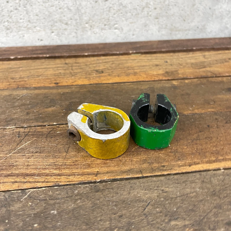 Old School BMX Seat Clamp  Lot 2 Clamps 25.4 Vintage Gold Green - Image 3 of 4