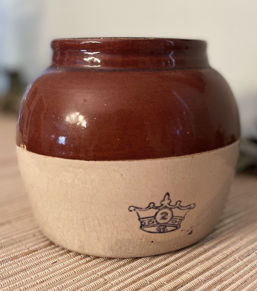 Vintage Bean Pot #2 Crown Crock w/ Handle Robinson
