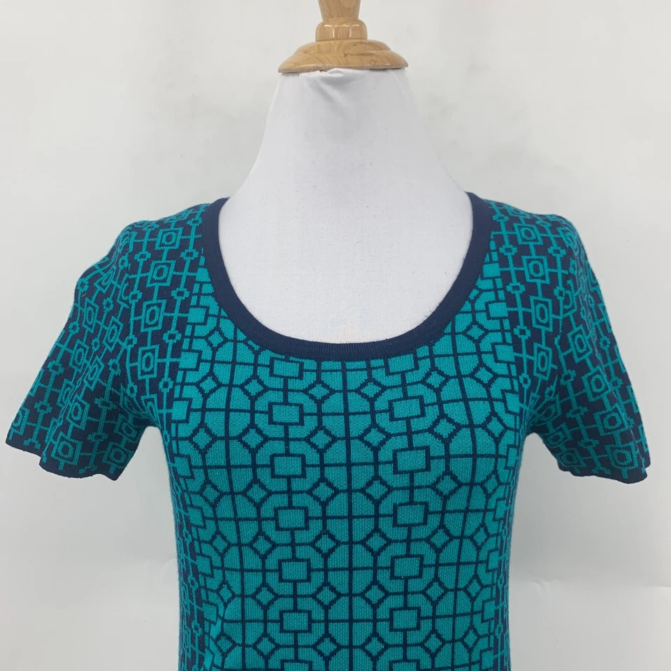 Vestido ceñido al cuerpo Romeo Juliet Couture para mujer S manga corta tejido ajustado geométrico Foto 3 de 4