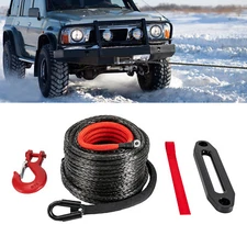 1/2"x92ft  Synthetic Winch Line Cable Rope With Sleeve + Winch Hook For ATV UTV