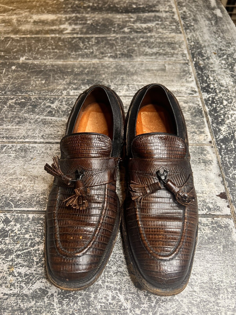 Allen Edmonds Clayton Men Brown  Loafers Exotic Lizard Skin Tassel Shoes 9D $695 ALLEN EDMONDS Lizard Leather Clayton Tassel Loafer Brown  main image 2