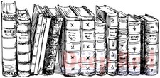 Deep Red Stamps Old Books Border Rubber Cling Stamp