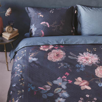Bettwäsche Blumen Blüten Pip Studio Tokyo Bouquet Dunkelblau Blätter Schlüssel