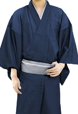 Japanese Men's Traditional Kimono Hitoe Jacket Summer Wear Navy