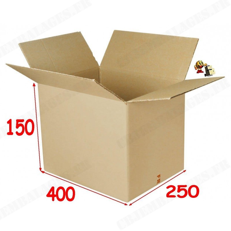 Caisses emballage 400x250x150 mm en carton brun rigide pour 30 DVD format standard en 20 unités