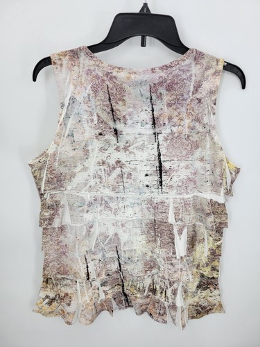 Coldwater Creek Top Womens Large Sleeveless Watercolor Pleated Artsy Boho Tank - Picture 3 of 11