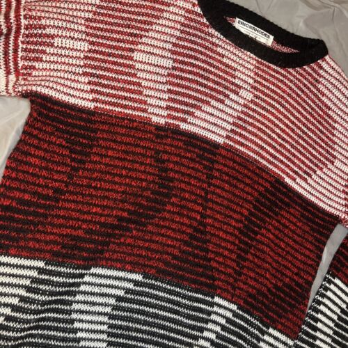 Vintage Eric Rhodes Sweater Men's Size Medium 90s Color Block Pullover Red - Picture 2 of 6