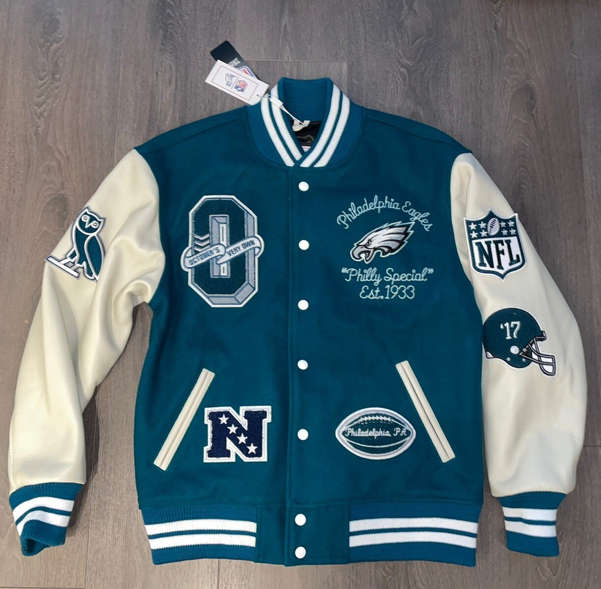 BNWT Octobers Very Own OVO x Philadelphia Eagles NFL Varsity
