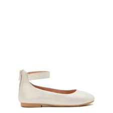 Wonder Nation Big Girl Ballet Flats with Ankle Strap, Champagne, Size: 5