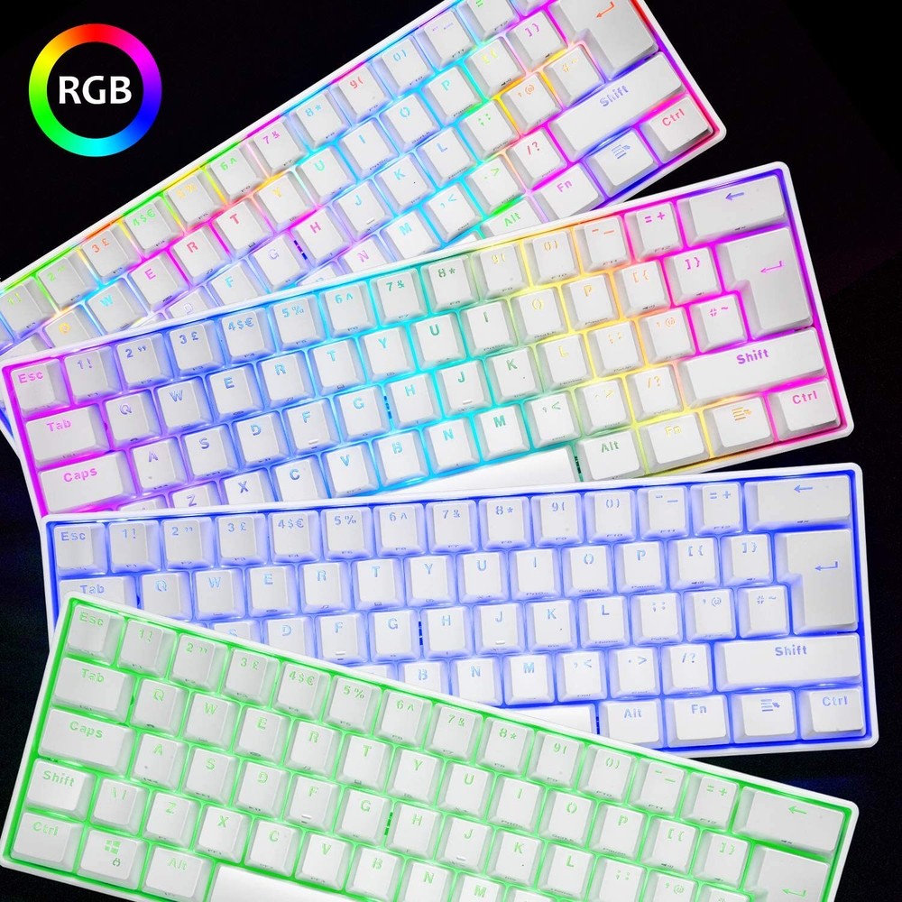 Compact 62-Key Wired Mechanical RGB Gaming Keyboard Compatible with PS4