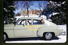Cadillac Car w Tire Chains at Denver Museum in early 1950s, Kodachrome Slide q9a