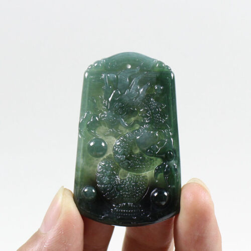 Certified Green Burma Natural A Jade jadeite Pendant Dragon 招财龙 j7369 - Picture 1 of 8