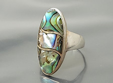 Vintage Sterling silver Mother of Pearl Oval band Ring size 8