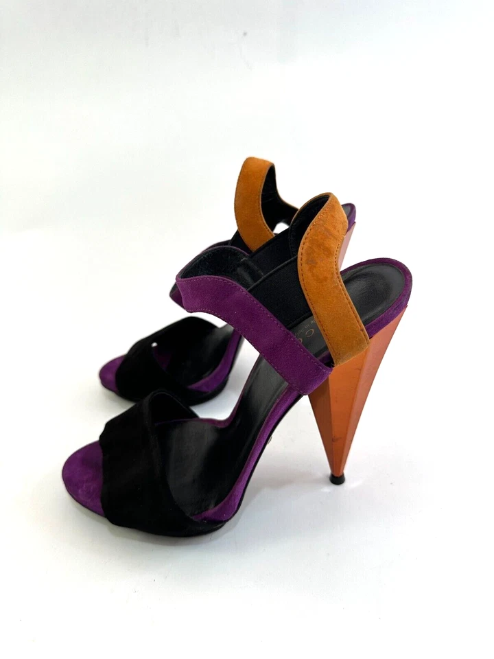 Gucci Multicolor Suede Liberty Platform Sandals Size 38 EU - Image 4 of 4