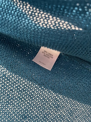 Cardigan taglia L(P) J. Jill Love in lino aperto davanti grande blu piccolo - Foto 5 di 11