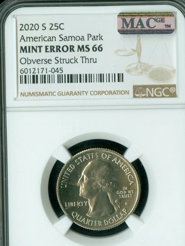 2020 S AMERICAN SAMOA QUARTER NGC MS66 ERROR MAC SPOTLESS .