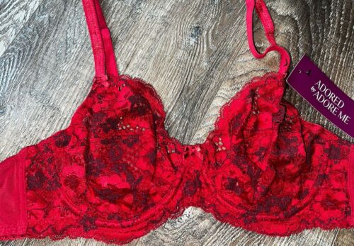 Adored By Adore Me ~ Women's Chelsey Unlined Underwire Bra Lace Red ~ 36A