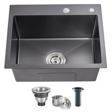 23 x 18 Inch Drop in Kitchen Sink, 304 Stainless Steel Overmount Single Bowl ...