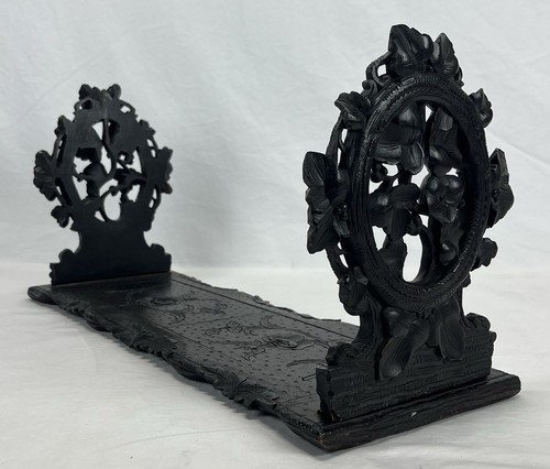 Antique Hand Carved Black Forest Wood Adjustable Book End Book Stand Rack - Picture 14 of 24