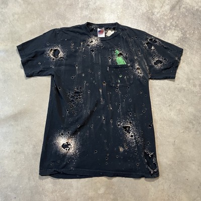 RipNDip T Shirt Mens Size Medium Black Bleached Alien Distressed Crewneck