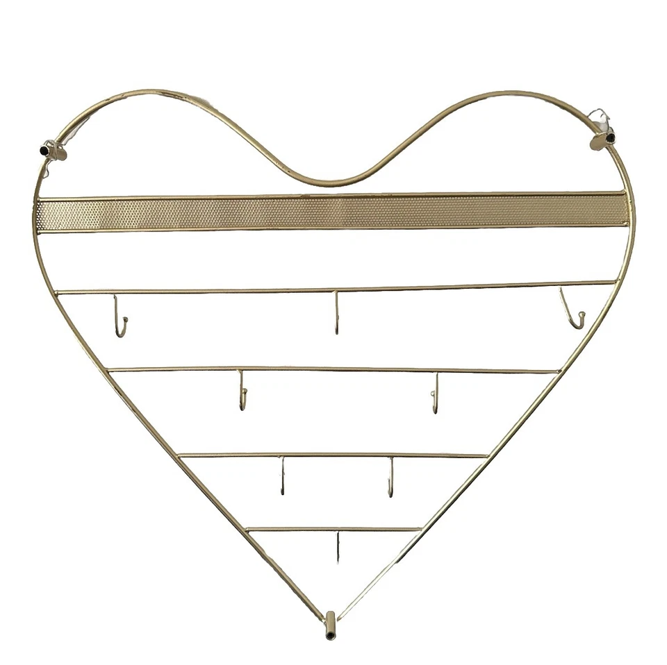 Soporte organizador de exhibición de joyas para pendientes pulsera o... forma de CORAZÓN color dorado Foto 2 de 4
