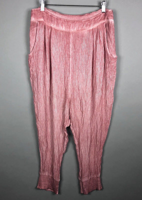 Free People Harem Pants SZ S Pink Striped High Rise Pockets Relaxed Boho Casual