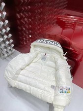 Moncler Unisex Daunenjacke Weiß Nylon mit Ka...