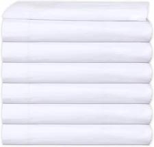 White T-200 Percale Hotel Linen Flat Sheets Polycotton Spa & Home Bedding 6 Pack