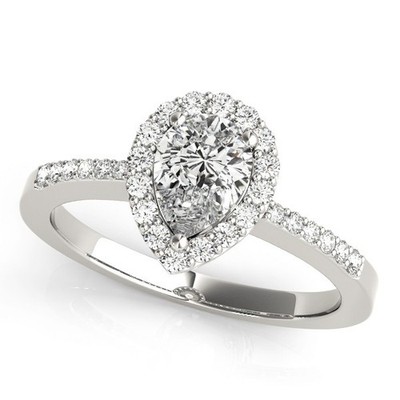 Top Qualität 2 kt DE/VS Lab Grown Birnenform Diamant Halo Verlobungsring Platin