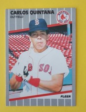 1989 Fleer Baseball Card #95 Carlos Quintana Rookie Card - Boston Red Sox