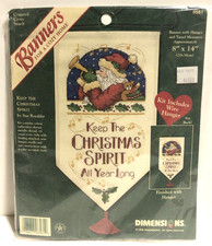 Vintage Dimensions Keep The Christmas Spirit Cross Stitch Kit Banners NEW 1998