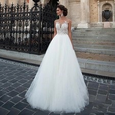 Boho Wedding Dress Tulle Lace Appliques Beach Bridal Gown Princess Long