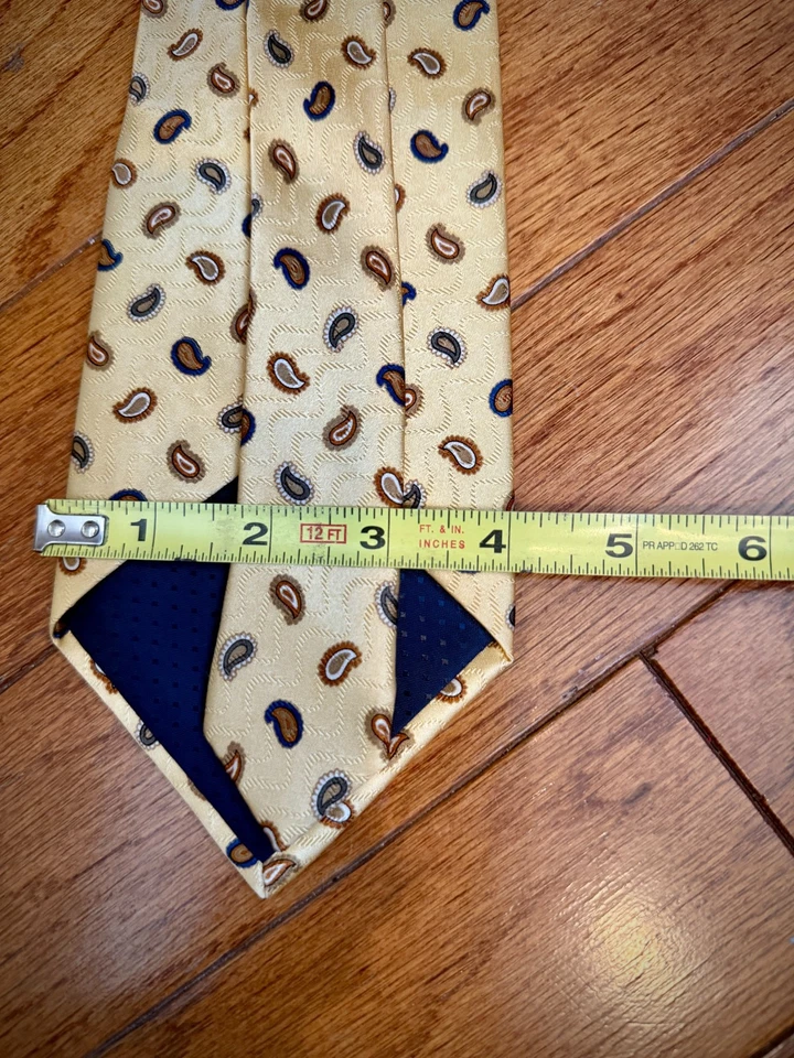 Lote Corbata Vintage Hathaway Paisley - Corbatas Borgoña y Doradas - Clásica Preppy Hombres Foto 3 de 4