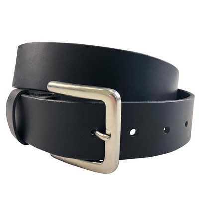 1.5'' Black Solid Buffalo Leather Belt Handmade in Canada by Zelikovitz