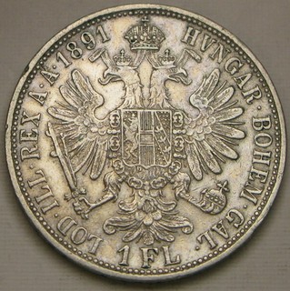 AUSTRIA 1 Florin 1891 Silver 0.9 Franz Joseph I. VF/XF 265