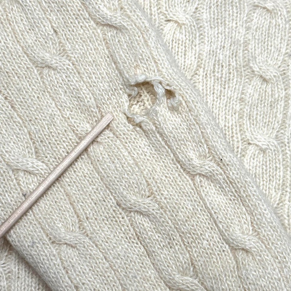 Suéter De Colección Abercrombie & Fitch Para Hombres Mediano Crema Cachemira Tejido por Cable Años 90 Foto 3 de 4
