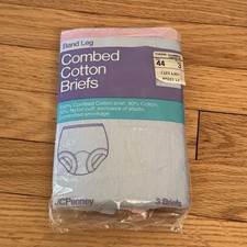 Vintage 80s JC Penny Pastel Combed Cotton Briefs Panties 3 Pack NOS Size 44 XL